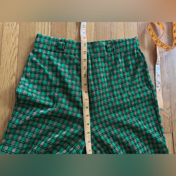70s Vintage Green and Gold Metallic Flared Pants Sz Sm - Picture 5 of 7